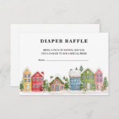 Luier Raffle ticket winterdorp Baby shower Informatiekaartje (Voorkant / Achterkant)