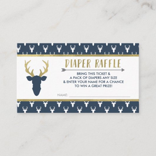 Luier Raffle Ticket, Woodland Deer, Baby shower Informatiekaartje (Voorkant)