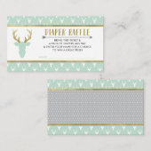 Luier Raffle Ticket, Woodland Deer, Baby shower Informatiekaartje (Voorkant / Achterkant)