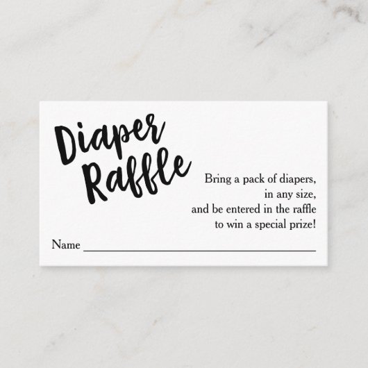 Luier Raffle Ticket, Zwart Script | Gepersonalisee Informatiekaartje (Voorkant)