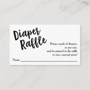 Luier Raffle Ticket, Zwart Script Gepersonalisee Informatiekaartje