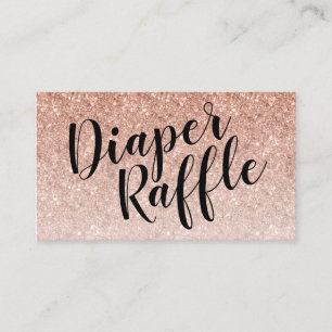 Luier Raffle Ticket, Zwart Script Rosegold Informatiekaartje