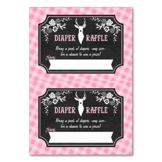 Luier Raffle Tickets - 2 per kaart - Woodland (Voorkant)