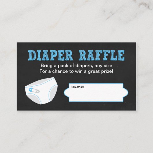 Luier Raffle Tickets / Chalkboard boy baby shower Informatiekaartje (Voorkant)