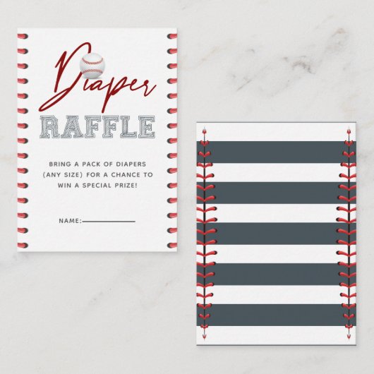 Luier Raffle Tickets | honkbal Baby shower Informatiekaartje (Voorkant / Achterkant)