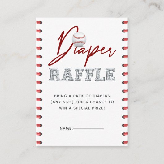 Luier Raffle Tickets | honkbal Baby shower Informatiekaartje (Voorkant)