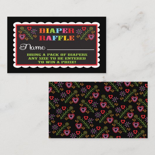 Luier Raffle tickets Mexicaanse Fiesta Papel Picad Informatiekaartje (Voorkant / Achterkant)