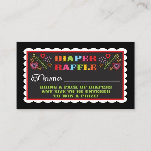 Luier Raffle tickets Mexicaanse Fiesta Papel Picad Informatiekaartje (Voorkant)