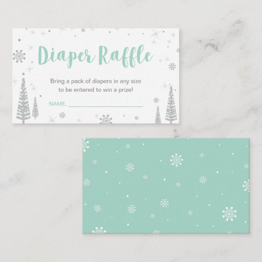 Luier Raffle Tickets | Winter Baby shower, jongen Informatiekaartje (Voorkant / Achterkant)
