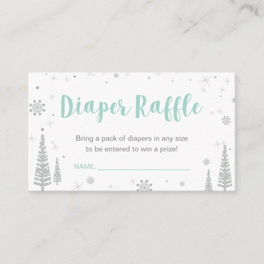 Luier Raffle Tickets | Winter Baby shower, jongen Informatiekaartje (Voorkant)