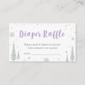 Luier Raffle Tickets | Winter Baby shower, Paarse Informatiekaartje (Voorkant)