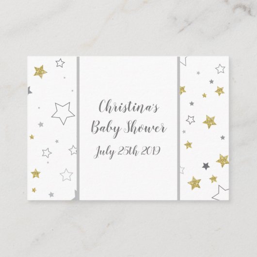 Luier Raffle Twinkle Little Star Goud Grijs Douche Informatiekaartje (Achterkant)
