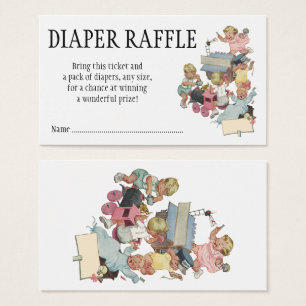 Luier Raffle, Vintage Kinderen met Speelgoed Trein Visitekaartje