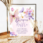 Luier Raffle Vlinder Bloemen Tuin Baby shower Poster<br><div class="desc">♥ Een perfecte aanvulling op je feest! Vlinder thema.</div>