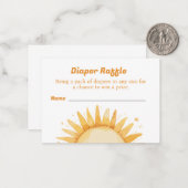 Luier Raffle voor Baby shower Sunshine Theme Notitiekaartje (Voorkant / Achterkant in situ)