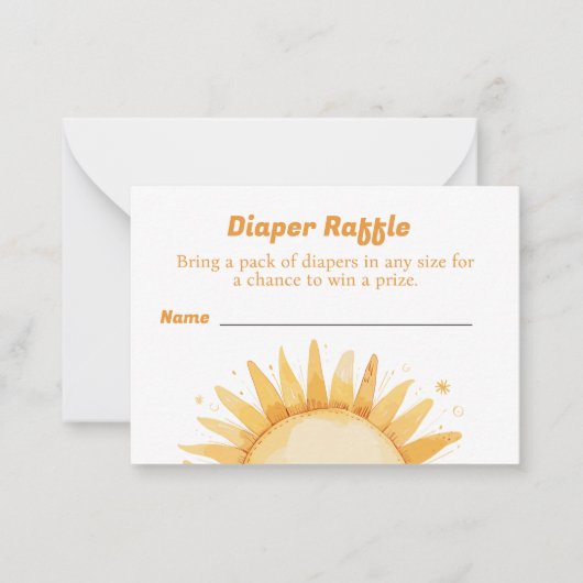 Luier Raffle voor Baby shower Sunshine Theme Notitiekaartje (Voorkant)