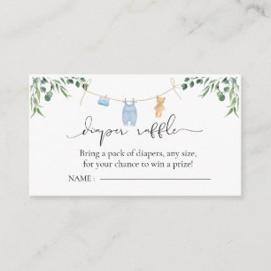 Luier Raffle Wasserij Blue Greenery Baby shower Informatiekaartje