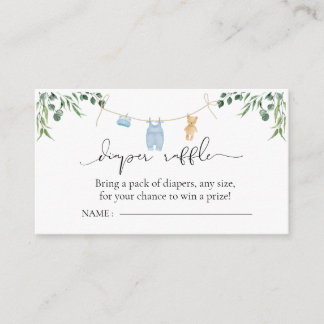 Luier Raffle Wasserij Blue Greenery Baby shower Informatiekaartje