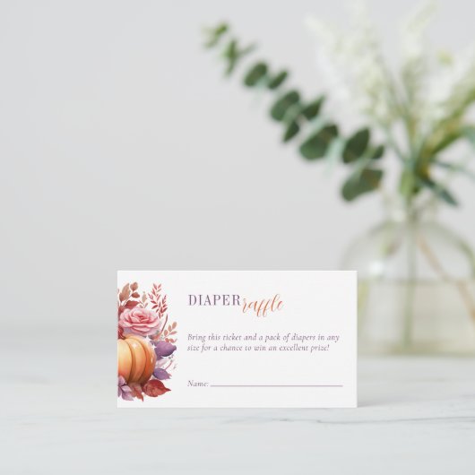 Luier Raffle Waterverf Pompoen Baby shower Informatiekaartje (Staand voorkant)