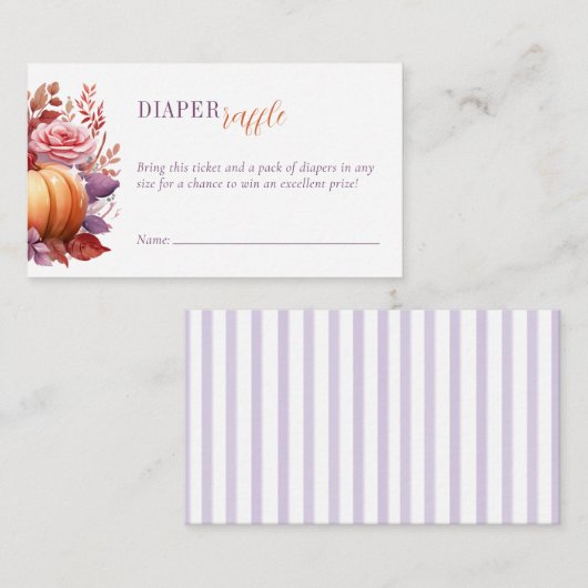 Luier Raffle Waterverf Pompoen Baby shower Informatiekaartje (Voorkant / Achterkant)