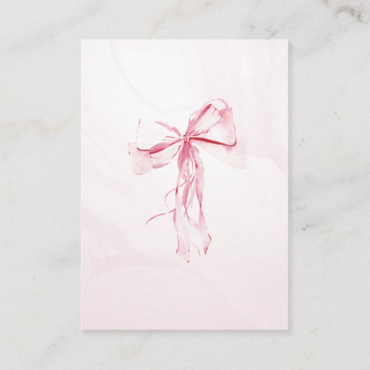 Luier Raffle Waterverf Roze Bow Girl Baby shower Informatiekaartje (Achterkant)