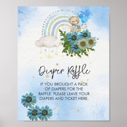 Luier Raffle We kunnen bijna wachten Boho regenboo Poster (Voorkant)