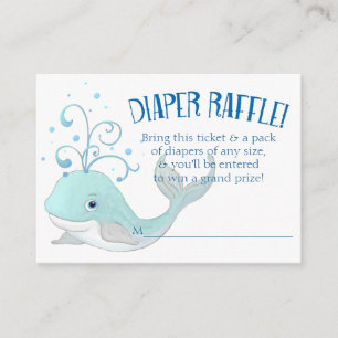 Luier Raffle Whale Baby shower Little Boy Blue Informatiekaartje