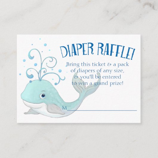 Luier Raffle Whale Baby shower Little Boy Blue Informatiekaartje (Voorkant)