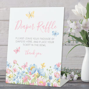 Luier Raffle Wildflower Baby shower Reclamebord Met Voetstuk