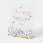 Luier Raffle Wildflower Baby shower Reclamebord Met Voetstuk (Voorkant)