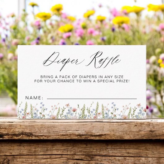 Luier Raffle Wildflower Kleurrijk Baby shower Informatiekaartje