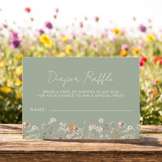 Luier Raffle Wildflower Sage Groen Baby shower Kaart