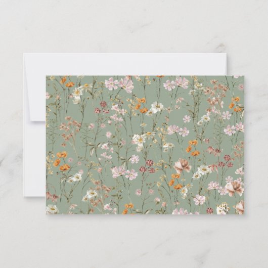 Luier Raffle Wildflower Sage Groen Baby shower Kaart (Achterkant)