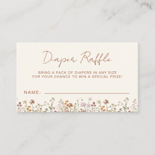 Luier Raffle Wildflower Terracotta Baby shower Informatiekaartje (Voorkant)