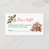 Luier Raffle Winter Kerstmis Rode Poinsettia Informatiekaartje (Voorkant)