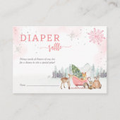 Luier Raffle Winter Woodland Meisjes Baby shower Informatiekaartje (Voorkant)
