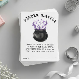 Luier Raffle Witch Cauldron Halloween Baby shower Informatiekaartje