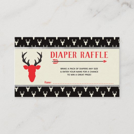 Luier Raffle, Woodland Deer, Buffalo Plaid Informatiekaartje (Voorkant)