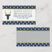Luier Raffle, Woodland Deer, Marine, Grijs, Goud Informatiekaartje (Voorkant / Achterkant)