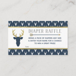 Luier Raffle, Woodland Deer, Marine, Grijs, Goud Informatiekaartje