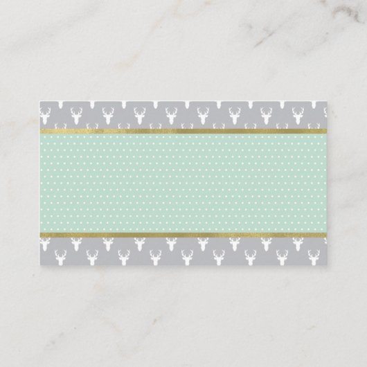 Luier Raffle, Woodland Deer, Mint, Grijs, Goud Informatiekaartje (Achterkant)