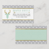 Luier Raffle, Woodland Deer, Mint, Grijs, Goud Informatiekaartje (Voorkant / Achterkant)