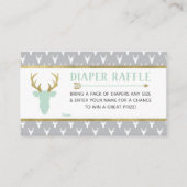 Luier Raffle, Woodland Deer, Mint, Grijs, Goud Informatiekaartje (Voorkant)