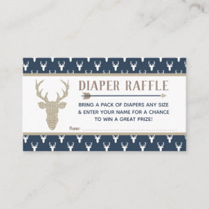 Luier Raffle, Woodland Deer, Navy Blue, Burlap Informatiekaartje