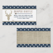 Luier Raffle, Woodland Deer, Navy Blue, Burlap Informatiekaartje (Voorkant / Achterkant)