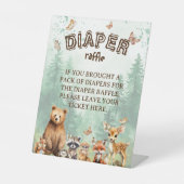 Luier Raffle Woodland dieren baby shower Reclamebord Met Voetstuk (Voorkant)
