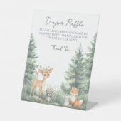 Luier Raffle Woodland Forrest Animals Reclamebord Met Voetstuk (Voorkant)
