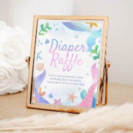 Luier Raffle Zeemeermin Baby shower teken Poster