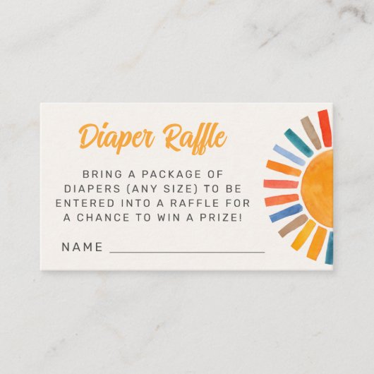 Luier Raffle Zon Baby shower behuizing Kaart (Voorkant)