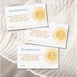 Luier Raffle zon-thema Baby shower Informatiekaartje